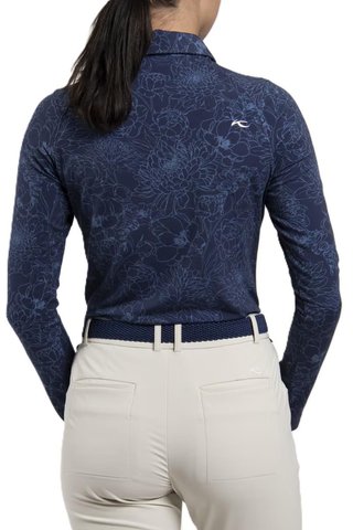 KJUS Hollow Pima Print longsleeve dámske polo, atlanta blue/atlanta blue
