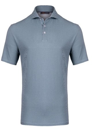 KJUS Hollow Pima Print pánske polo, riverbank/white
