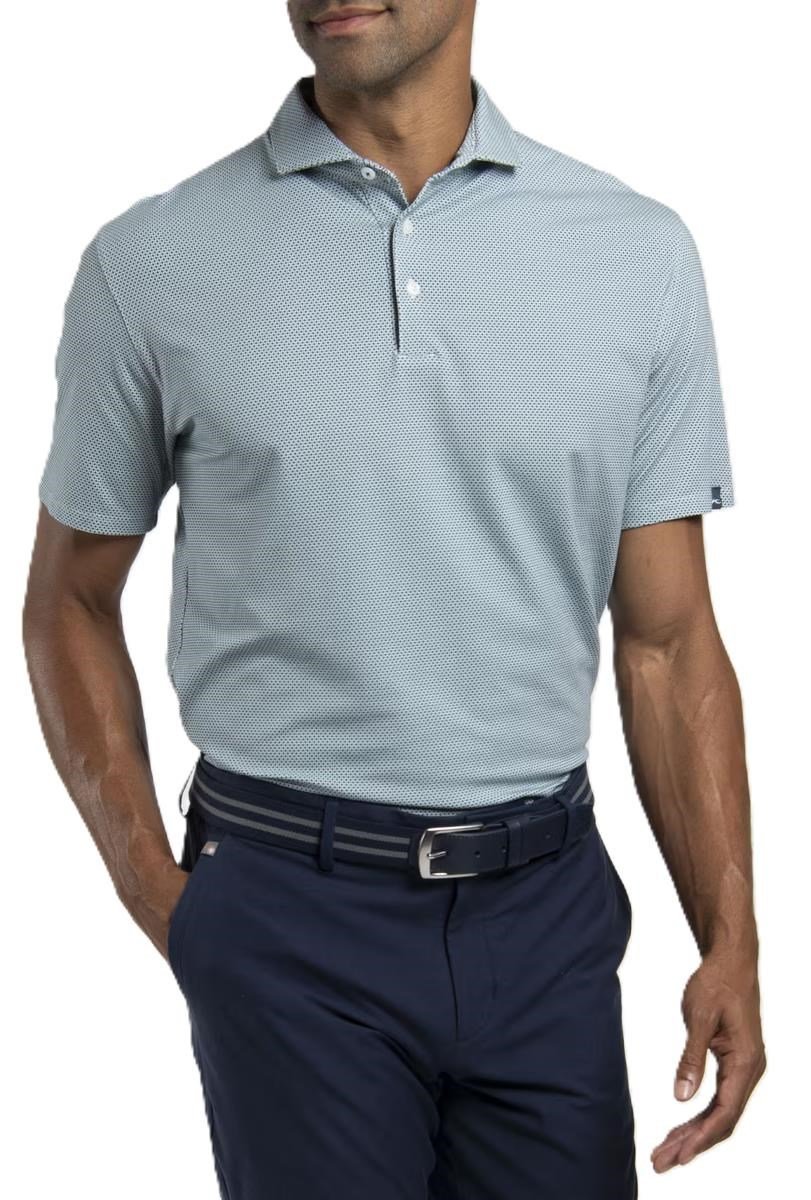 KJUS Hollow Pima Print pánske polo, riverbank/white