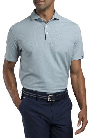 KJUS Hollow Pima Print pánske polo, riverbank/white
