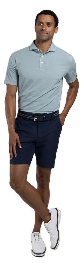 KJUS Hollow Pima Print pánske polo, riverbank/white