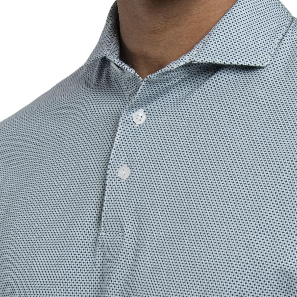 KJUS Hollow Pima Print pánske polo, riverbank/white