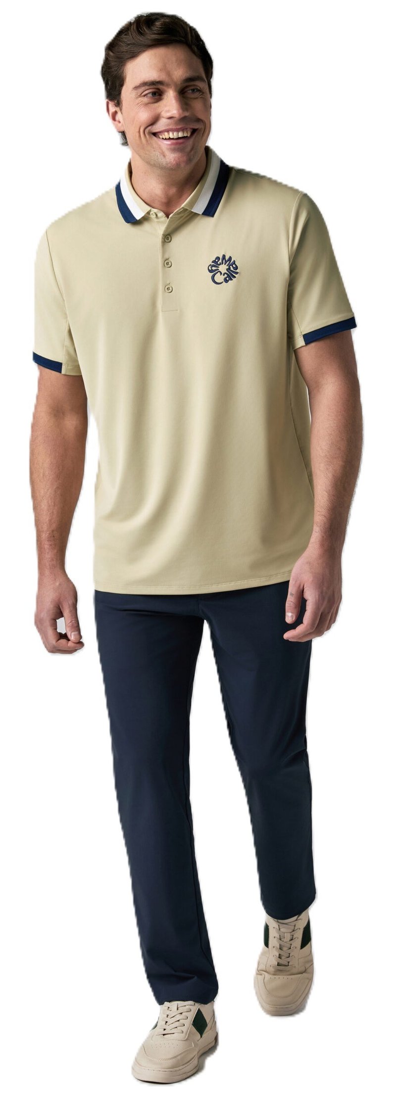 Callaway Mid Century Striped Rib Collar pánske polo, fields of rye