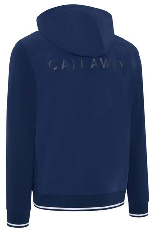 Callaway Mid Century Mixed Media Hooded 1/4 Zip pánska mikina, medieval blue