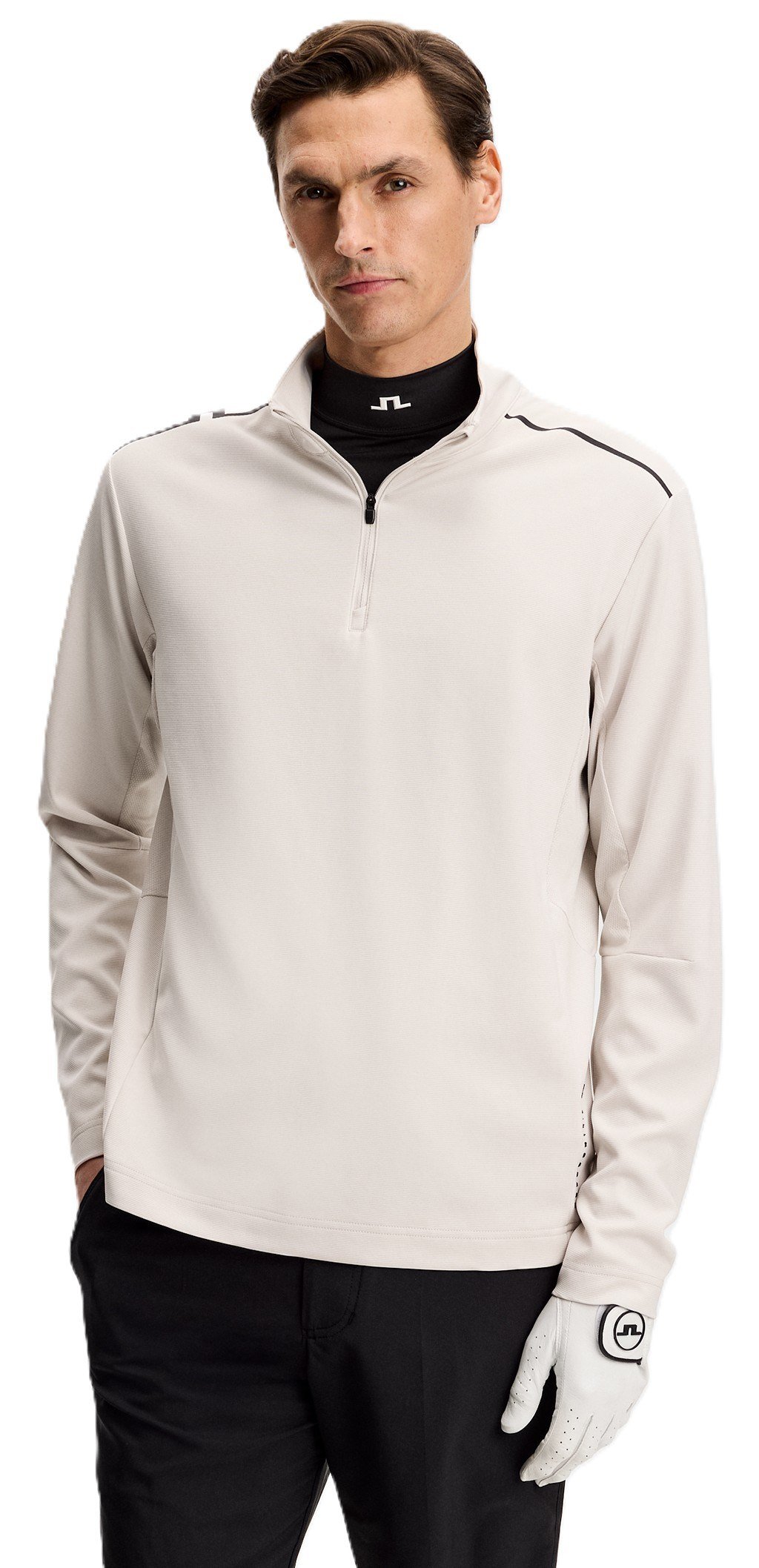 J.Lindeberg Leon Quarter Zip pánska mikina, moonbeam