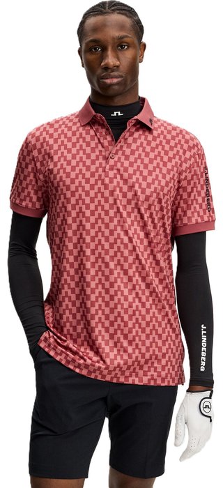 J.Lindeberg Tour Tech Print pánske polo, bridge stack apple butter