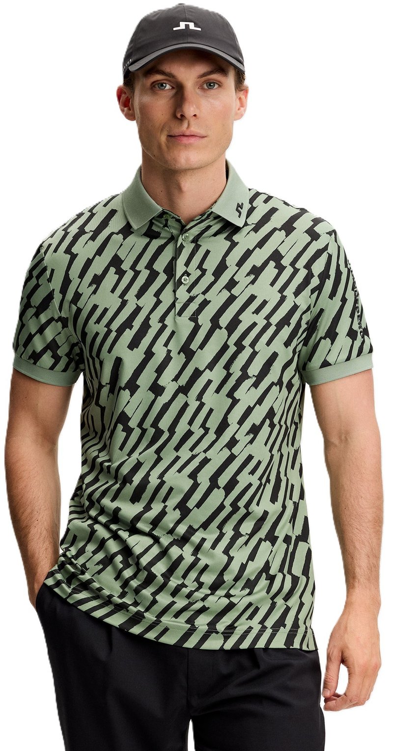 J.Lindeberg Tour Tech Print pánske polo, oak green
