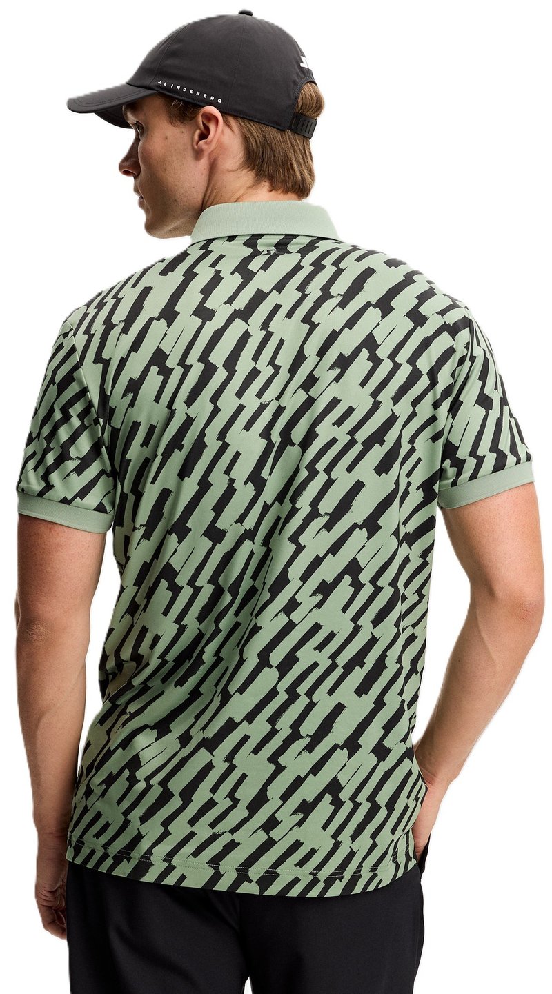 J.Lindeberg Tour Tech Print pánske polo, oak green