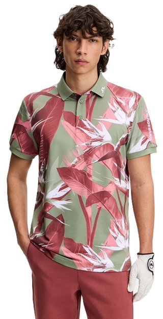 J.Lindeberg Tour Tech Print pánske polo, paradise hedge green