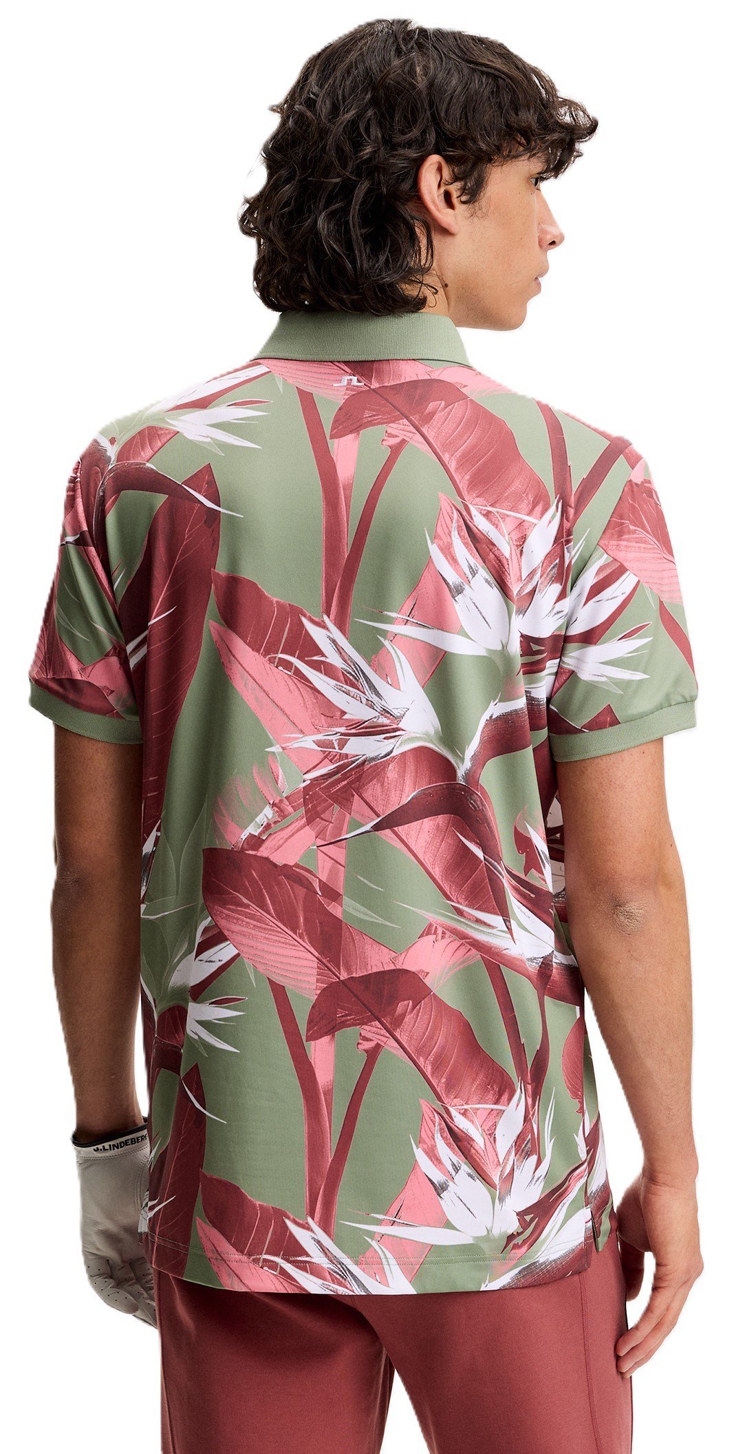 J.Lindeberg Tour Tech Print pánske polo, paradise hedge green