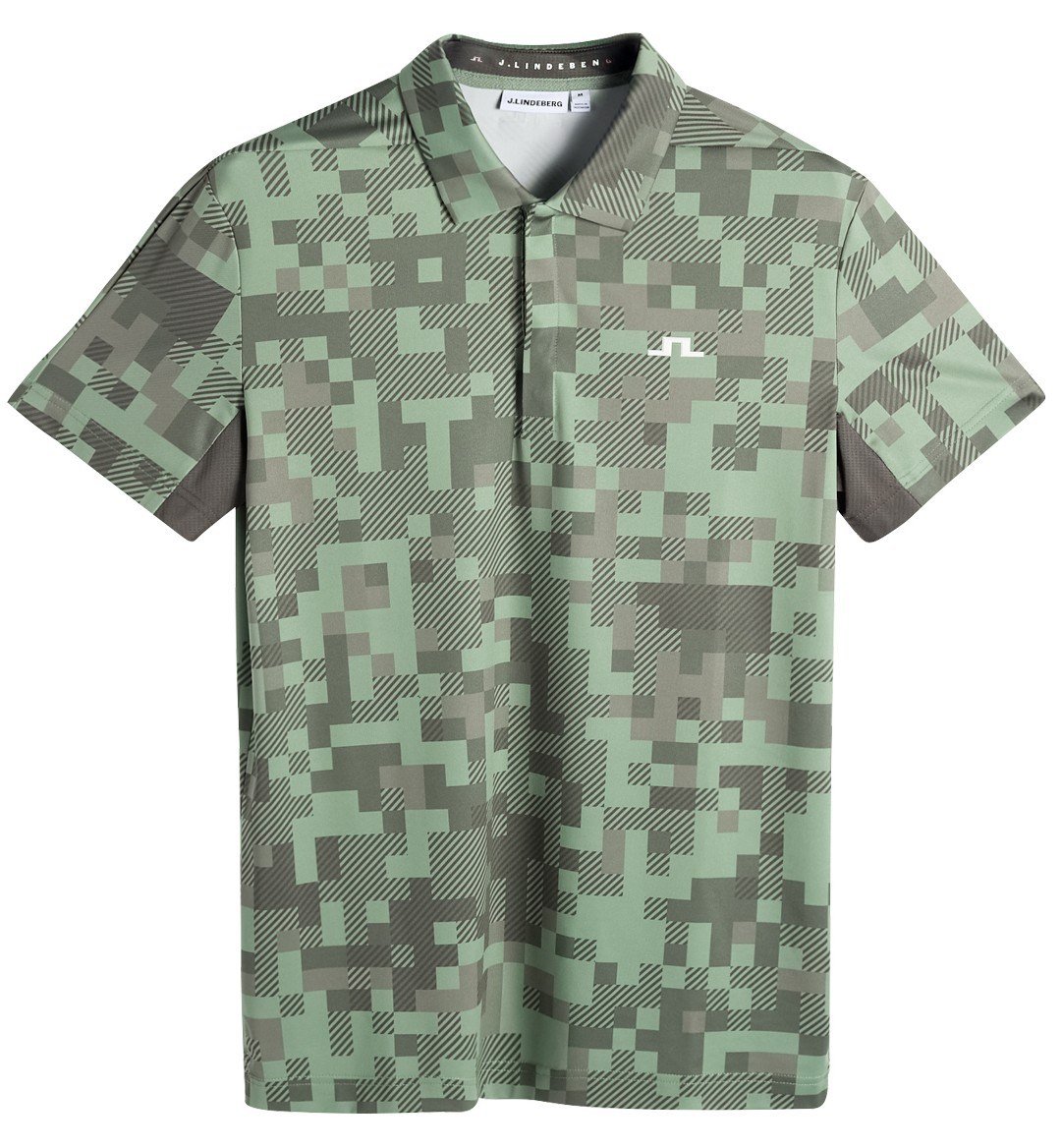 J.Lindeberg Dario Tour Print pánske polo, tour 26 tonal green