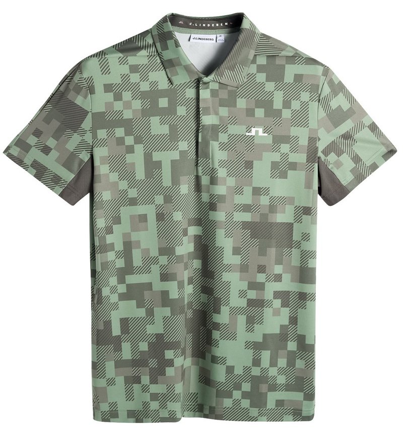 J.Lindeberg Dario Tour Print pánske polo, tour 26 tonal green