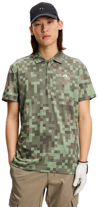 J.Lindeberg Dario Tour Print pánske polo, tour 26 tonal green