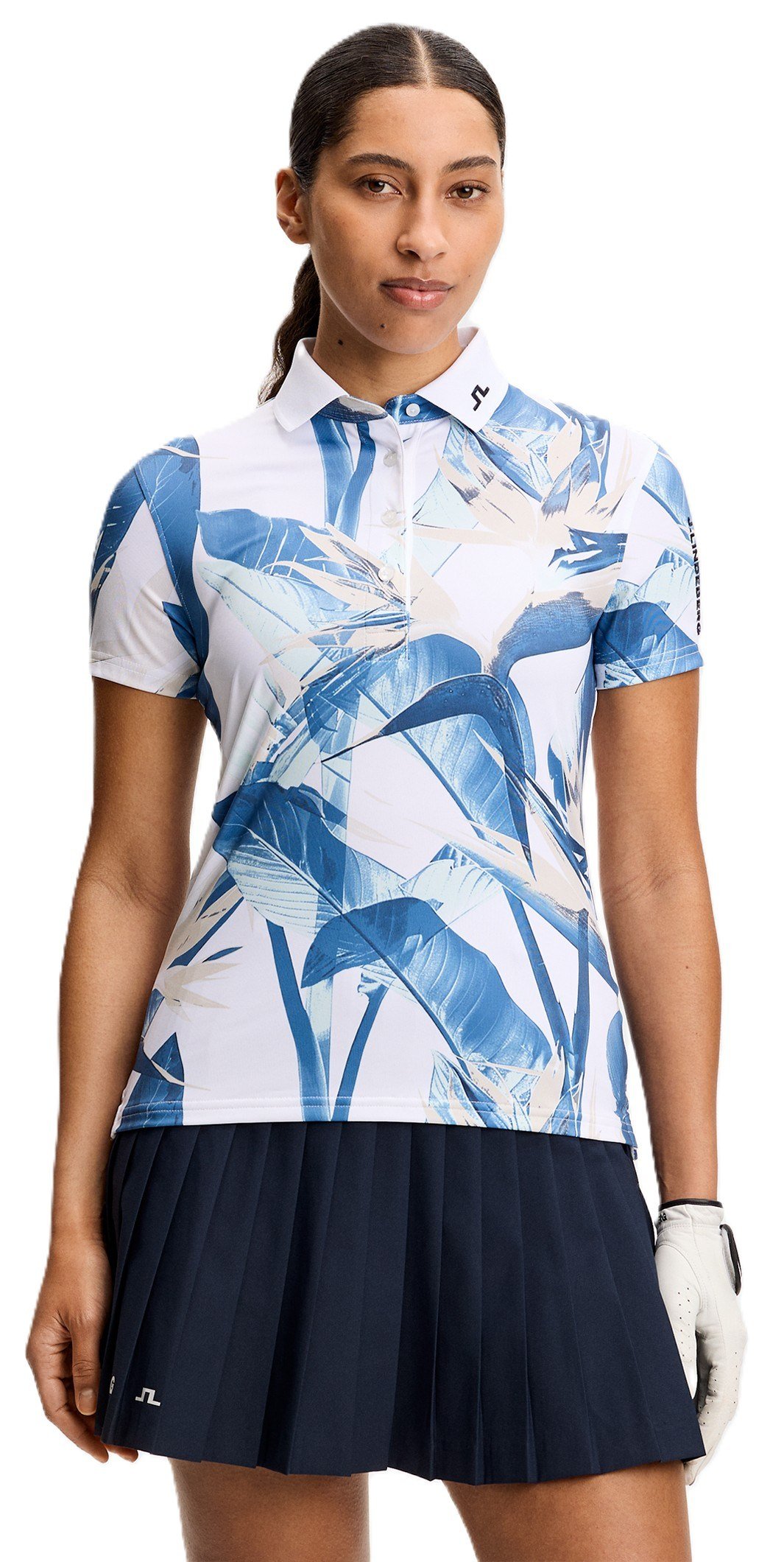 J.Lindeberg Tour Tech Print dámske polo, paradise skylight