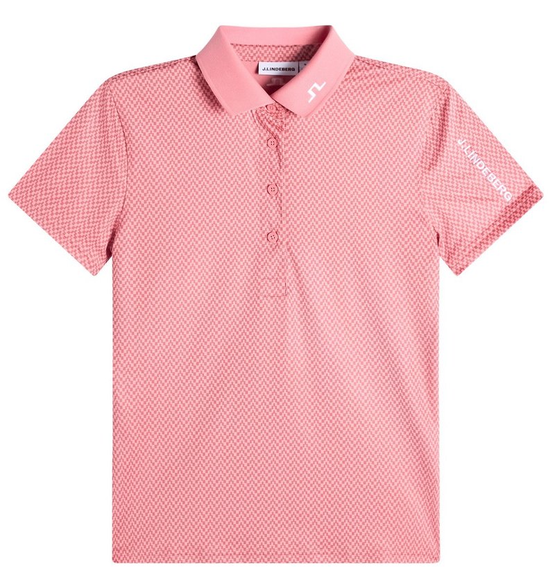 J.Lindeberg Tour Tech Print dámske polo, bridge stack rose