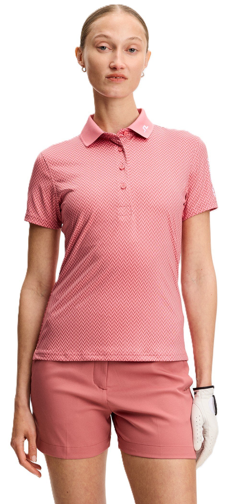 J.Lindeberg Tour Tech Print dámske polo, bridge stack rose