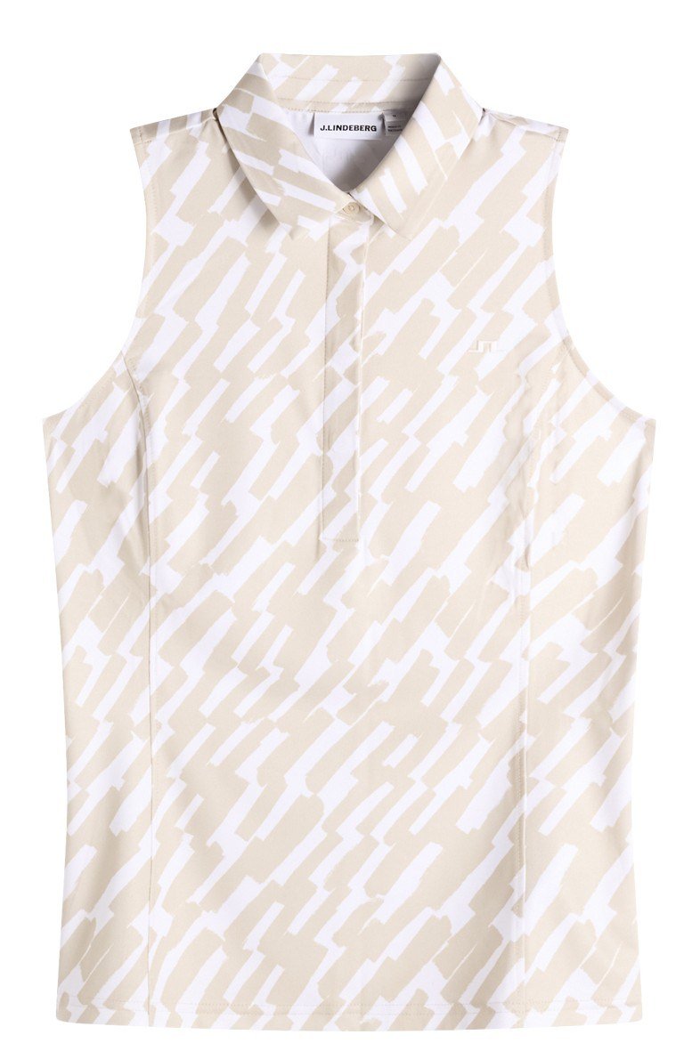 J.Lindeberg Dena Print Sleeveless dámske polo, oak island fossil