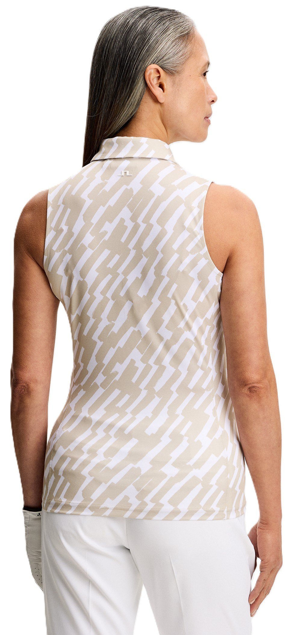 J.Lindeberg Dena Print Sleeveless dámske polo, oak island fossil