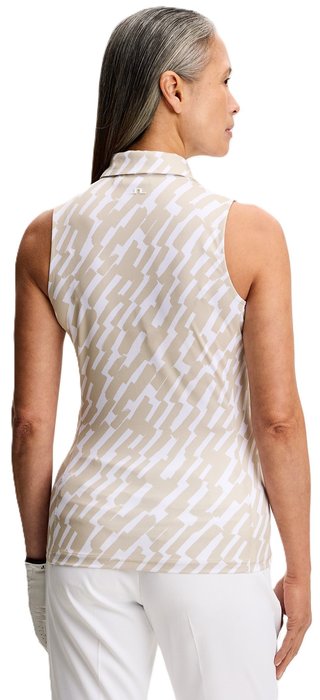 J.Lindeberg Dena Print Sleeveless dámske polo, oak island fossil