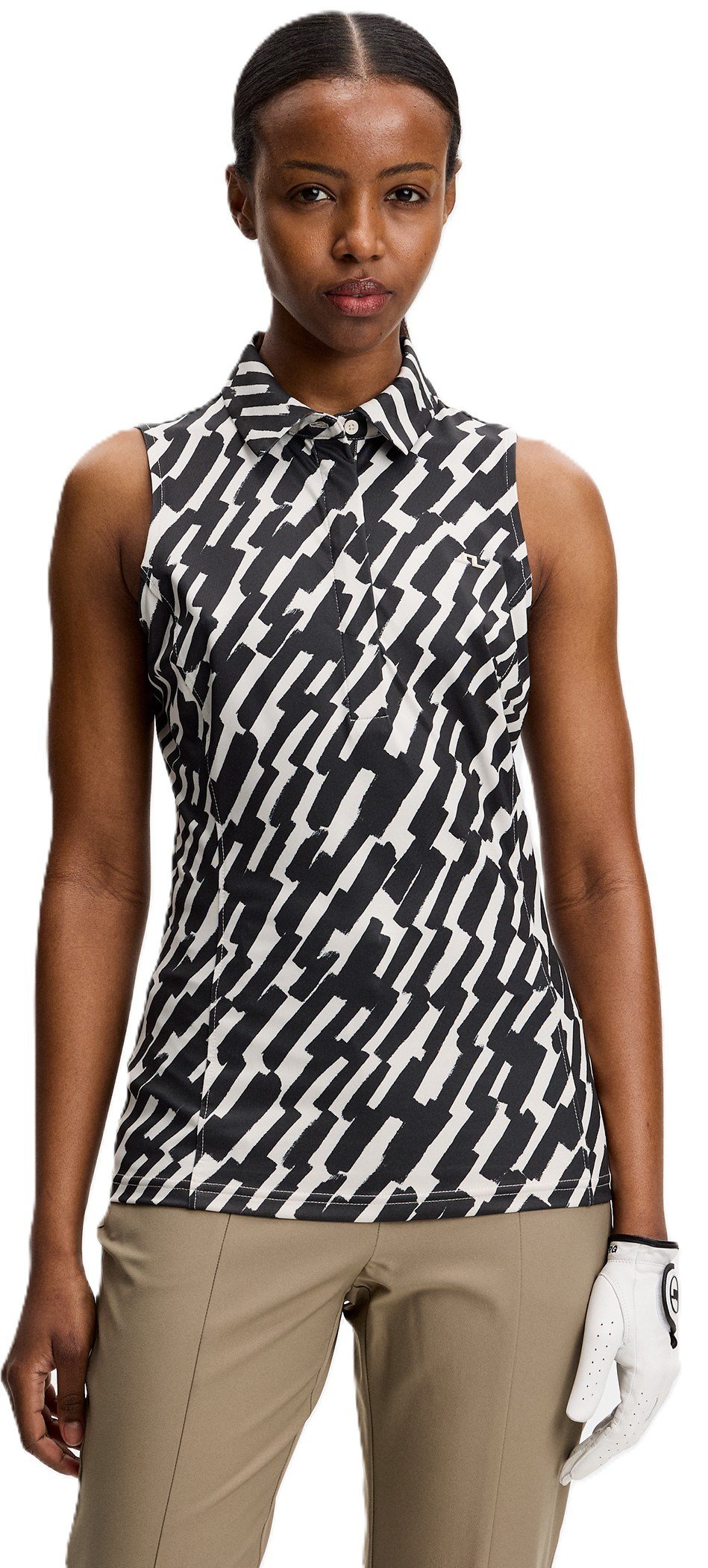 J.Lindeberg Dena Print Sleeveless dámske polo, oak moonbeam