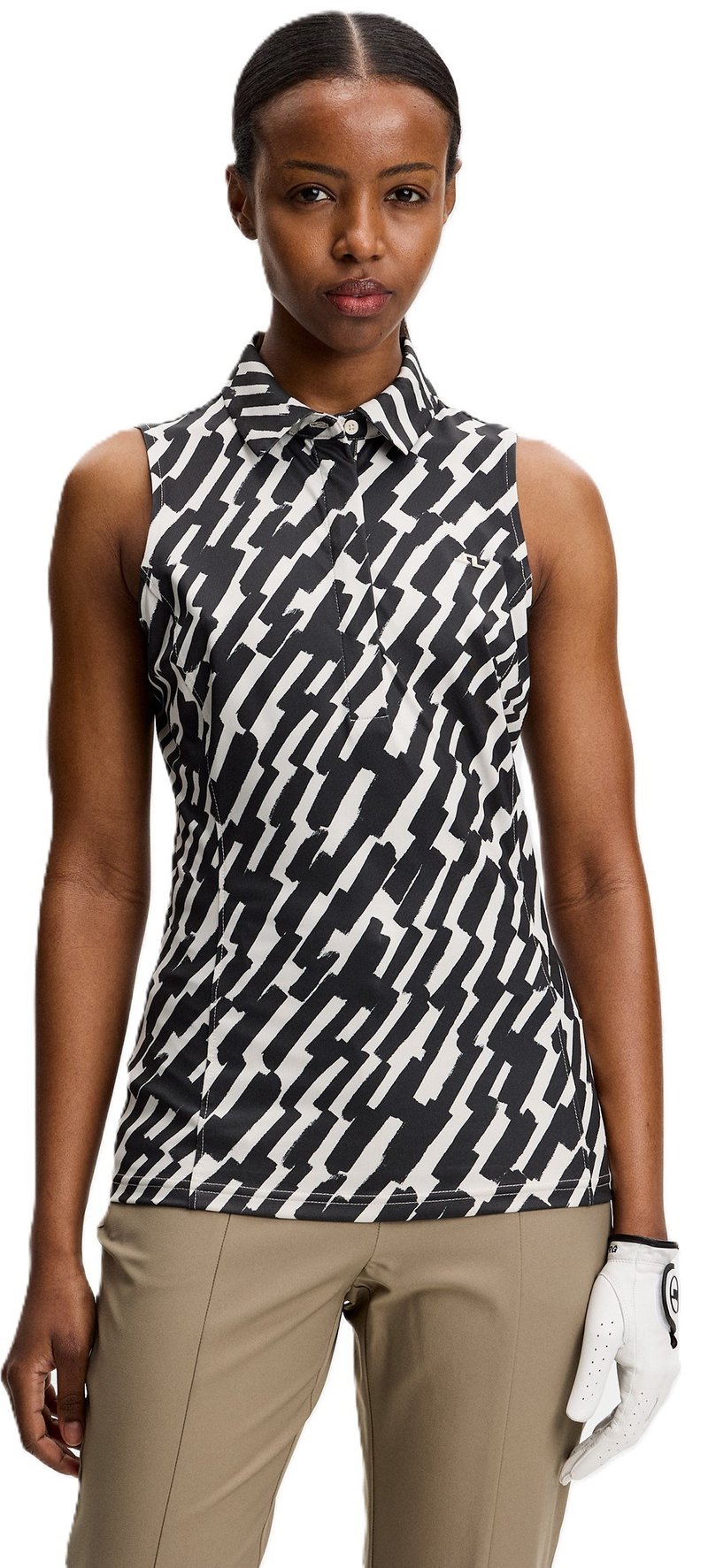 J.Lindeberg Dena Print Sleeveless dámske polo, oak moonbeam
