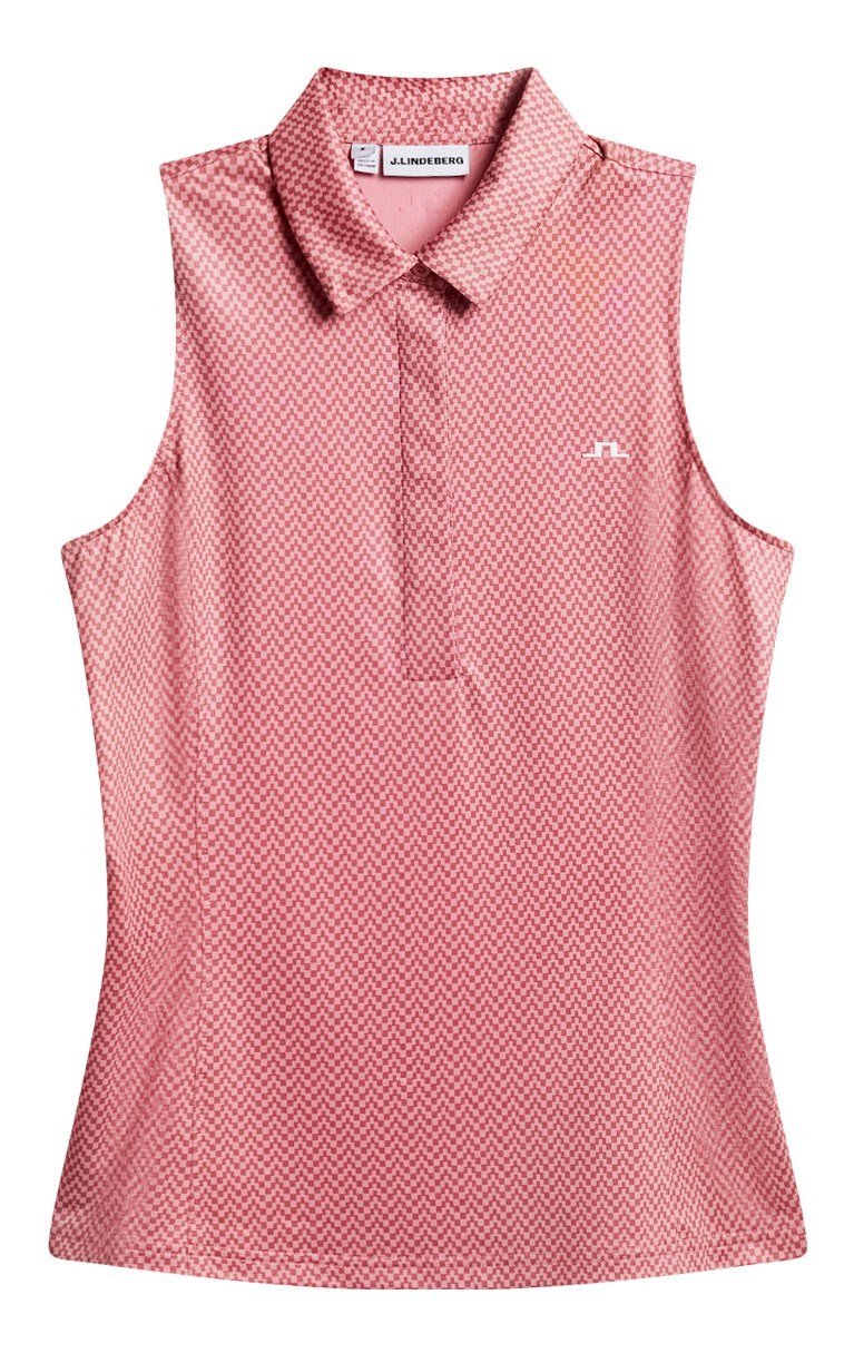J.Lindeberg Dena Print Sleeveless dámske polo, bridge stack rose
