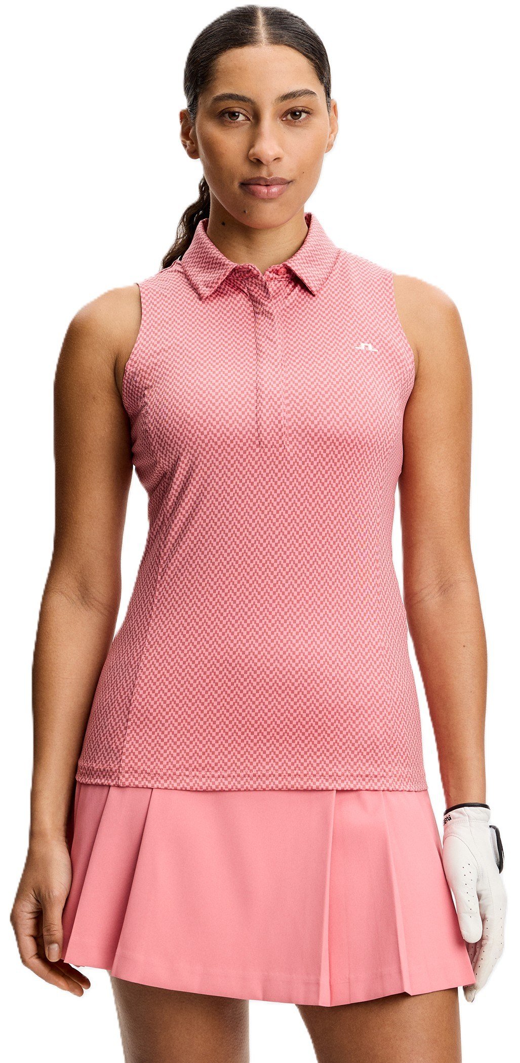 J.Lindeberg Dena Print Sleeveless dámske polo, bridge stack rose