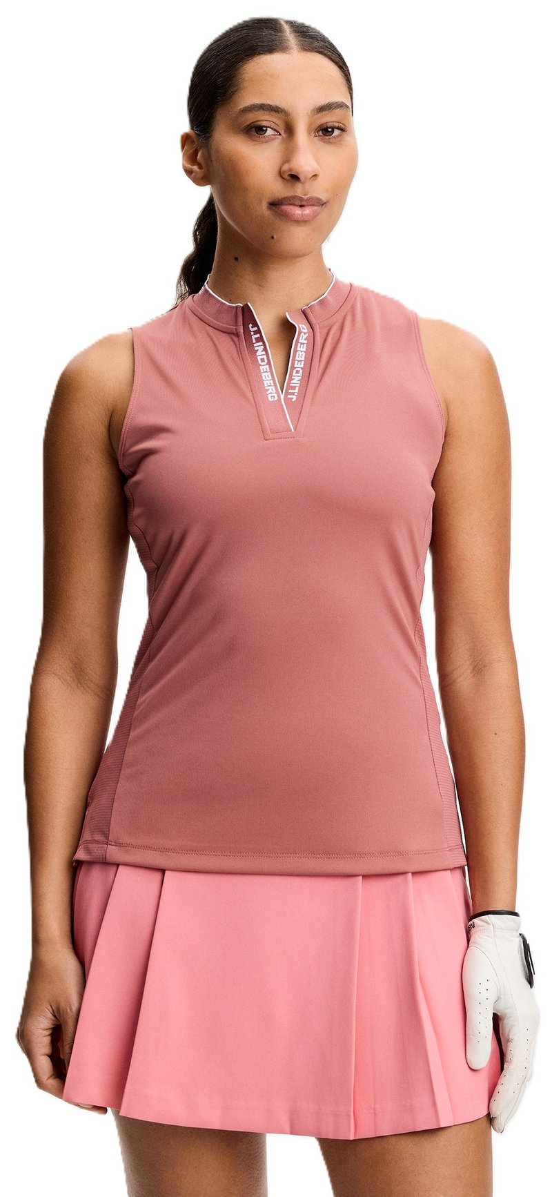 J.Lindeberg Leya Sleeveless dámske polo, withered rose