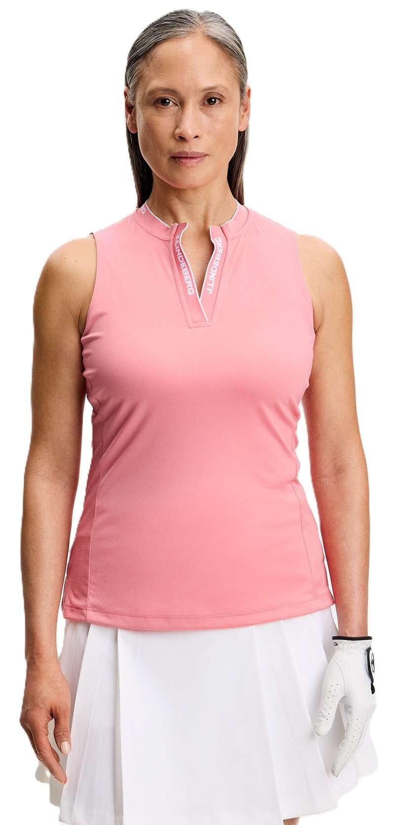 J.Lindeberg Leya Sleeveless dámske polo, flamingo plume