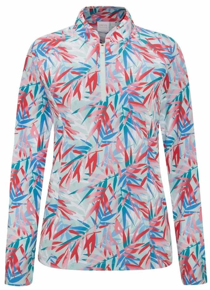 PING Arwen Printed Longsleeve dámske polo, tropic refreat