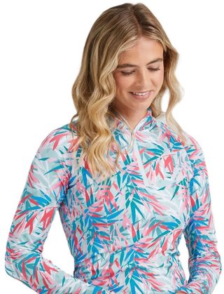 PING Arwen Printed Longsleeve dámske polo, tropic refreat