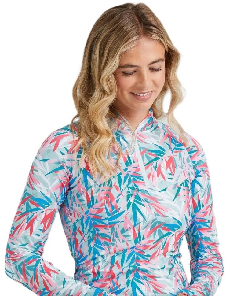 PING Arwen Printed Longsleeve dámske polo, tropic refreat