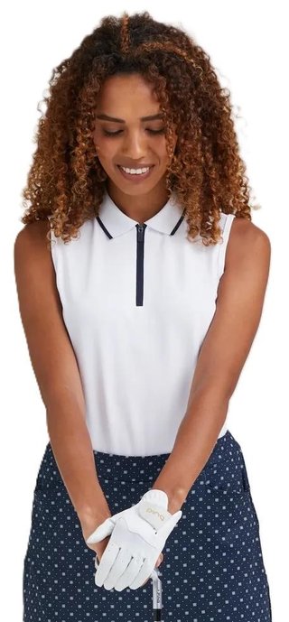 PING Eben Sleeveless dámske polo, biele