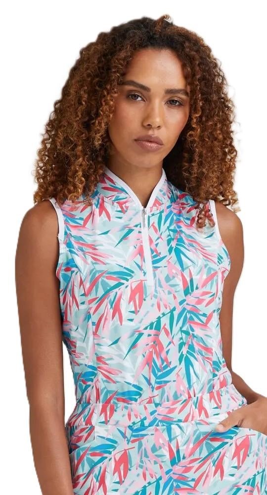PING Penola Printed Sleeveless dámske polo, tropic retreat