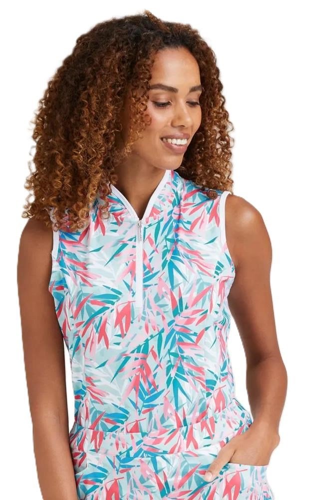PING Penola Printed Sleeveless dámske polo, tropic retreat