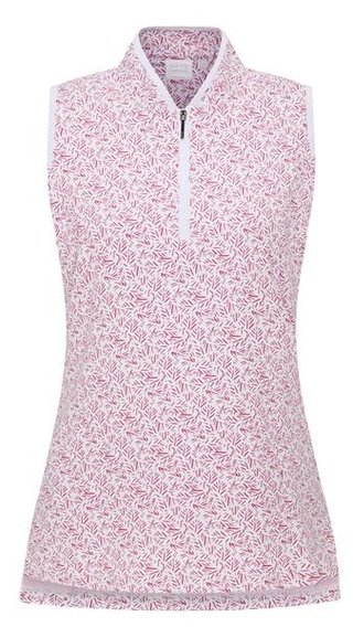 PING Penola Printed Sleeveless dámske polo, fuchsia foliage