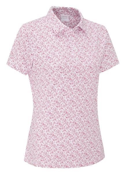 PING Aeria Printed dámske polo, fuchsia foliage