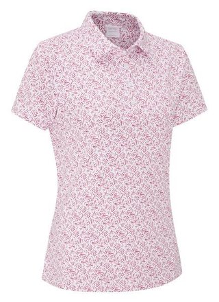 PING Aeria Printed dámske polo, fuchsia foliage