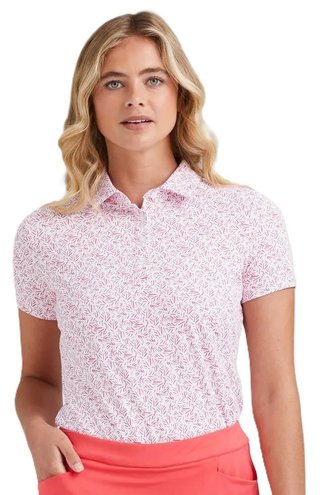 PING Aeria Printed dámske polo, fuchsia foliage