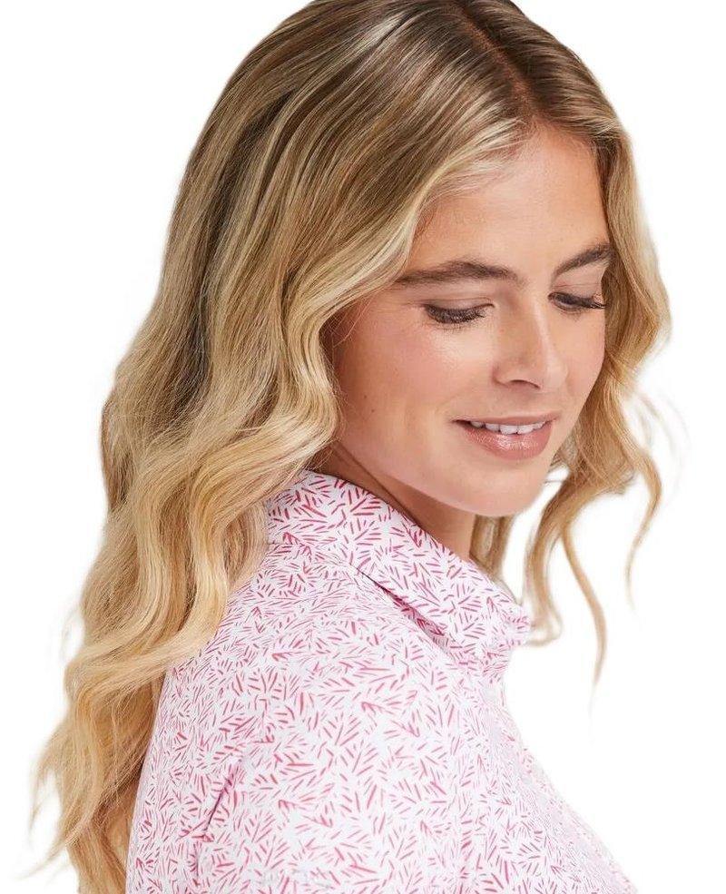 PING Aeria Printed dámske polo, fuchsia foliage