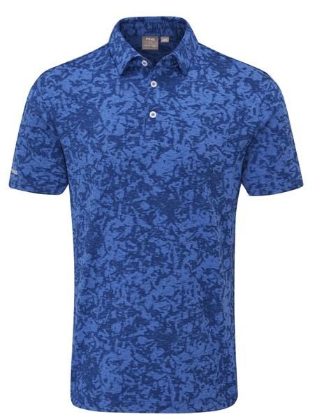PING Marek Camo Jacquard pánske polo, bright cobalt multi