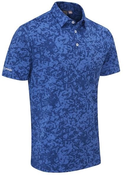 PING Marek Camo Jacquard pánske polo, bright cobalt multi