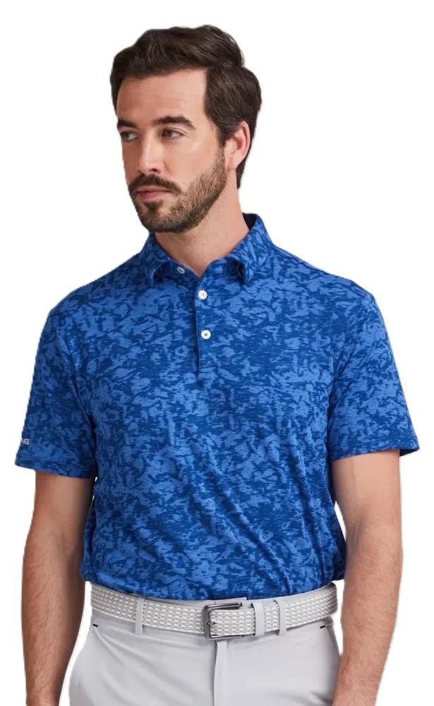PING Marek Camo Jacquard pánske polo, bright cobalt multi