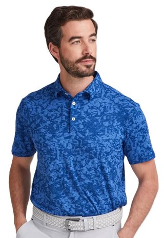PING Marek Camo Jacquard pánske polo, bright cobalt multi
