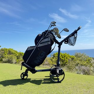 MGI E-Boost hybrid golf trolley 2026 elektrický vozík, modrá
