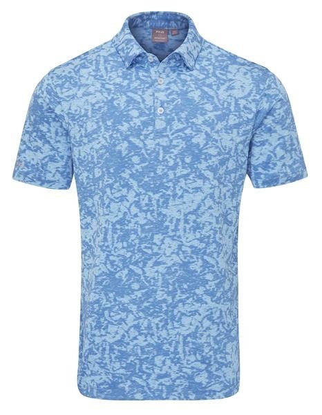 PING Marek Camo Jacquard pánske polo, baltic sea multi
