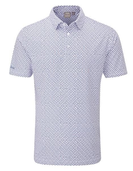 PING Ephron Printed pánske polo, white/pink haze multi