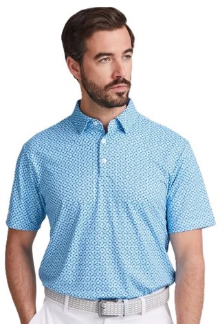 PING Ephron Printed pánske polo, baltic sea multi