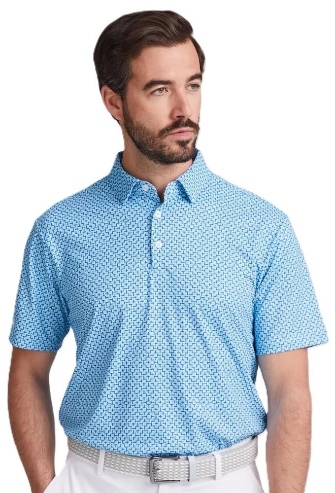 PING Ephron Printed pánske polo, baltic sea multi