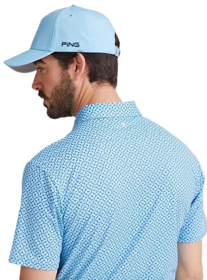 PING Ephron Printed pánske polo, baltic sea multi